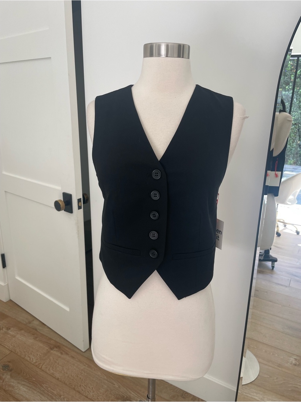 Women's Black Tailored Vest - Classic Button Front
